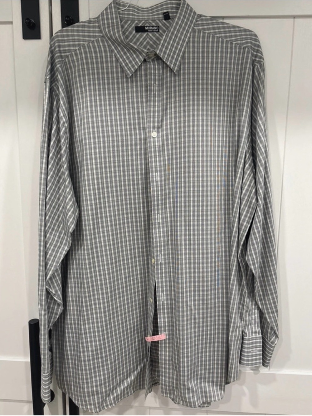 Murano Men's Gray Plaid Button-Up Dress Shirt